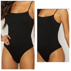 Black Sexy Jersey Thong Bodysuit